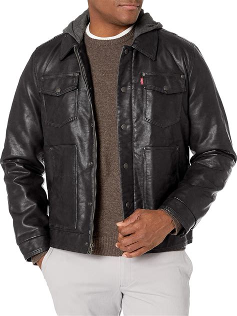 levi's faux leather hooded jacket.